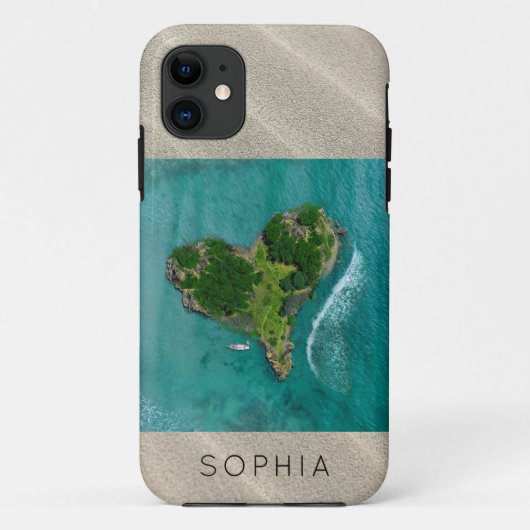 Heart Island Tropical Ocean Travel Naam Case-Mate iPhone Case (Achterkant)