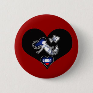 Heart Japan Mermaid Pinback Button