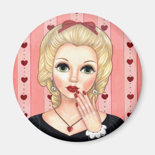 Heart Ketting Girl Blonde Head Vase Luscious Lips Magneet (Voorkant)