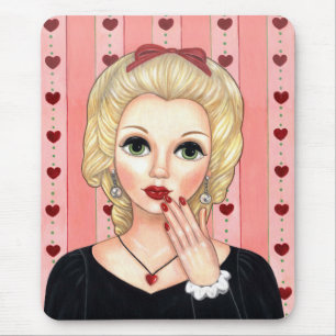 Heart Ketting Girl Blonde Head Vase Luscious Lips Muismat