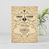 Heart Key Vintage Wedding Invitation (Debout devant)