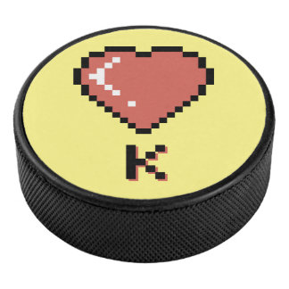 Heart King zwarte omtrek Hockey Puck