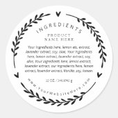 Heart Laurel Wreath Ingredients Label Stickers (Devant)