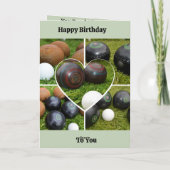 Heart Lawn Bowls Photo Collage, carte d'anniversai (Dos)
