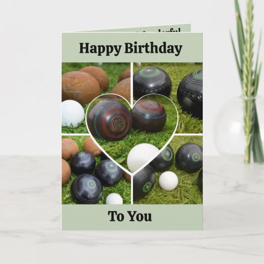 Heart Lawn Bowls Photo Collage, carte d'anniversai (Devant)