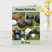 Heart Lawn Bowls Photo Collage, carte d'anniversai (Fleur jaune)
