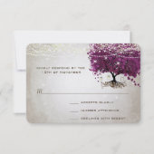 Heart Leaf Dark Sangria Tree Wedding RSVP Kaartje (Voorkant)