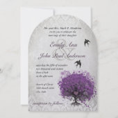 Heart Leaf Eggplant Tree  Birds Wedding Kaart (Achterkant)