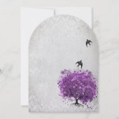 Heart Leaf Eggplant Tree  Birds Wedding Kaart (Voorkant)