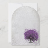 Heart Leaf Eggplant Tree  Damask Wedding Kaart (Voorkant)
