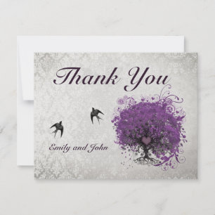 Heart Leaf Eggplant Tree  vogels Hartelijk dank Bedankkaart