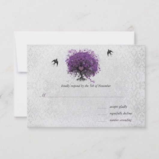 Heart Leaf Eggplant Tree vogels RSVP (Achterkant)