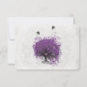 Heart Leaf Eggplant Tree vogels RSVP Kaartje