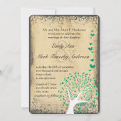 Heart Leaf Emerald Tree  Love Bird Weddings Kaart (Achterkant)
