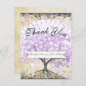 Heart Leaf Lavender Tree  Bird Wedding Bedankkaart (Voorkant / Achterkant)