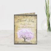 Heart Leaf Lavender Tree Bird Wedding Bedankkaart (Voorkant)
