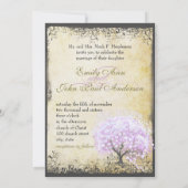 Heart Leaf Lavender Tree Bird Wedding Kaart (Achterkant)