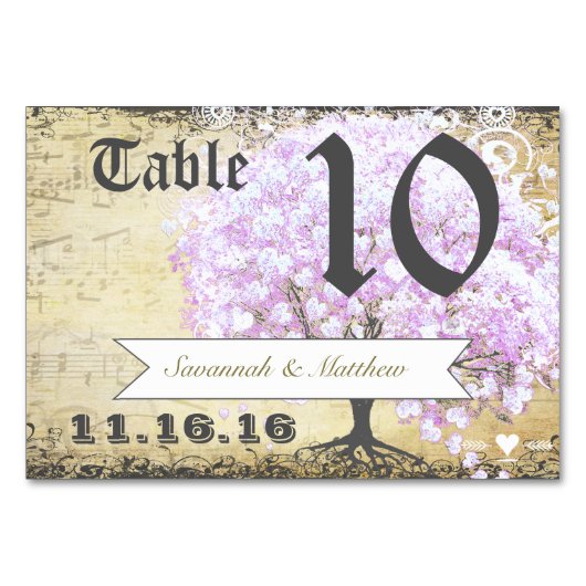 Heart Leaf Lavender Tree Bird Wedding Kaart (Voorkant)