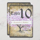 Heart Leaf Lavender Tree  Bird Wedding Kaart (Voorkant / Achterkant)