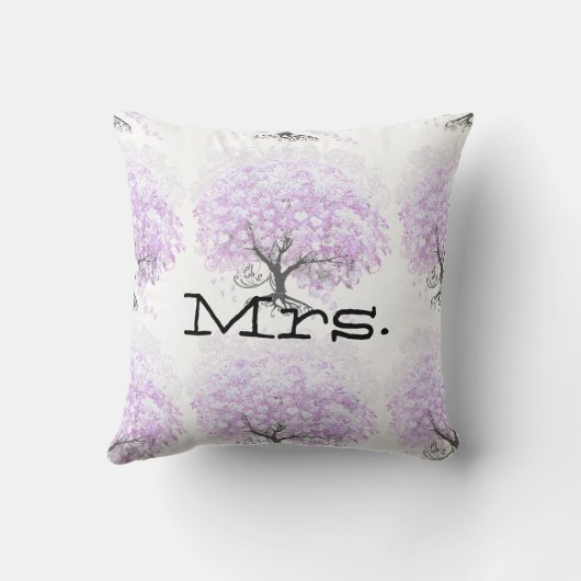 Heart Leaf Lavender Tree  Bird Wedding Kussen (Achterkant)