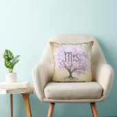 Heart Leaf Lavender Tree Bird Wedding Kussen (Stoel)