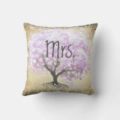 Heart Leaf Lavender Tree Bird Wedding Kussen (Achterkant)