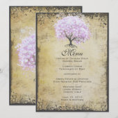 Heart Leaf Lavender Tree Bird Wedding Menu (Voorkant / Achterkant)