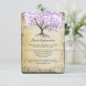 Heart Leaf Lavender Tree Bird Wedding RSVP Informatiekaartje (Staand voorkant)