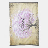 Heart Leaf Lavender Tree  Bird Wedding Theedoek (Verticaal)
