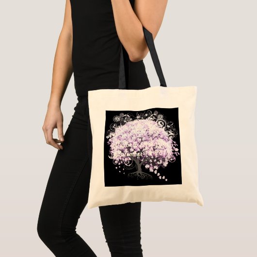 Heart Leaf Lavender Tree  Bird Wedding Tote Bag (Voorkant (product))