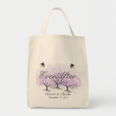 Heart Leaf Lavender Tree  Bird Wedding Tote Bag (Voorkant)