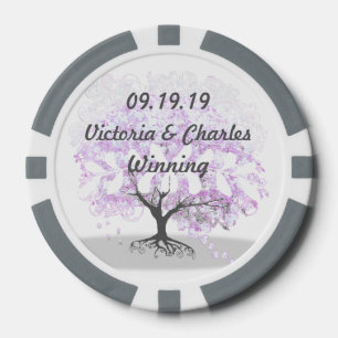 Heart Leaf Lavender Tree Vintage Weddenschap Pokerchips