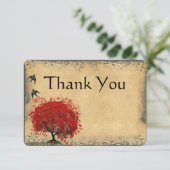 Heart Leaf Red Tree Bird Weddenschap Bedankt (Staand voorkant)