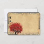 Heart Leaf Red Tree Bird Weddenschap Bedankt (Achterkant)
