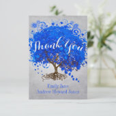 Heart Leaf Royal Blue Tree Dank je huwelijk Bedankkaart (Staand voorkant)