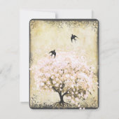 Heart Leaf Roze Boom  Bird Save the Date (Achterkant)