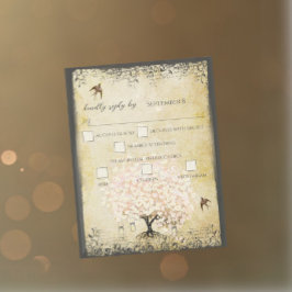 Heart Leaf Roze Boom Vogels RSVP Kaartje