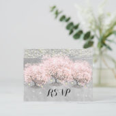 Heart Leaf Roze Forest Tree Bird Wedding Briefkaart (Staand voorkant)