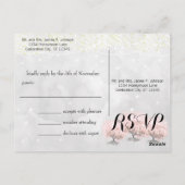Heart Leaf Roze Forest Tree Bird Wedding Briefkaart (Achterkant)