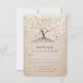 Heart Leaf Tree Roos Gold Wedding Invitae Kaart (Voorkant)