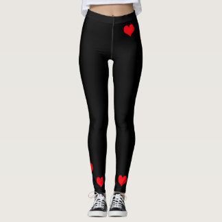 Heart Legging Red op zwart