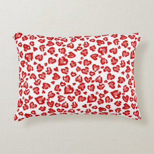 Heart Leopard Pattern in Red and White Accent Kussen