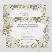 Heart Lijst Greenery Rozen Wedding Kaart (Voorkant / Achterkant)