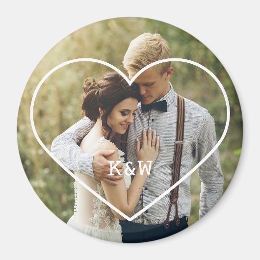 Heart Lijst Monogrammed Foto Magneet (Voorkant)