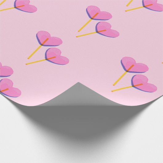 Heart Lillipop Pink Gift Cadeaupapier (Hoek)