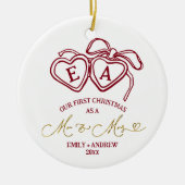 Heart Locket Christmas Wedding Keramisch Ornament (Voorkant)