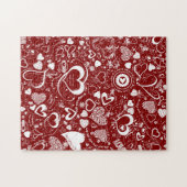 Heart Love Doodles Red Puzzle (Horizontal)