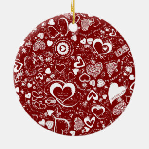 Heart Love Doodles Round Ornament