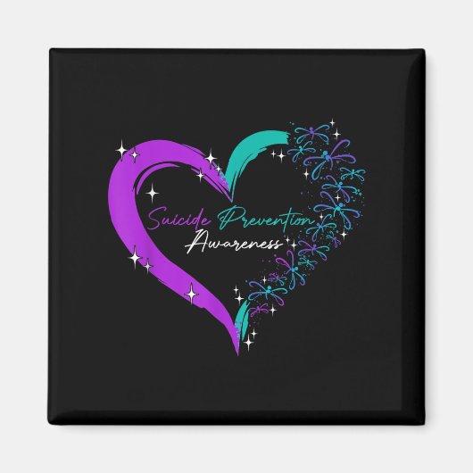 Heart Love Dragonfly Zelfmoordpreventie Bewustzijn Magneet (Voorkant)
