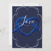 Heart Love Knot Marine Blue Faire-part de mariage (Dos)